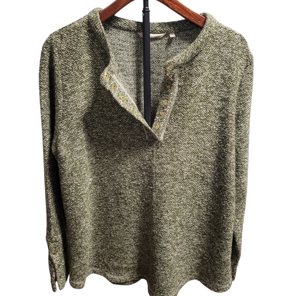 Soft Surroundings Womens Sweater Size Large Green Boucle Pullover Casual Comfy‎